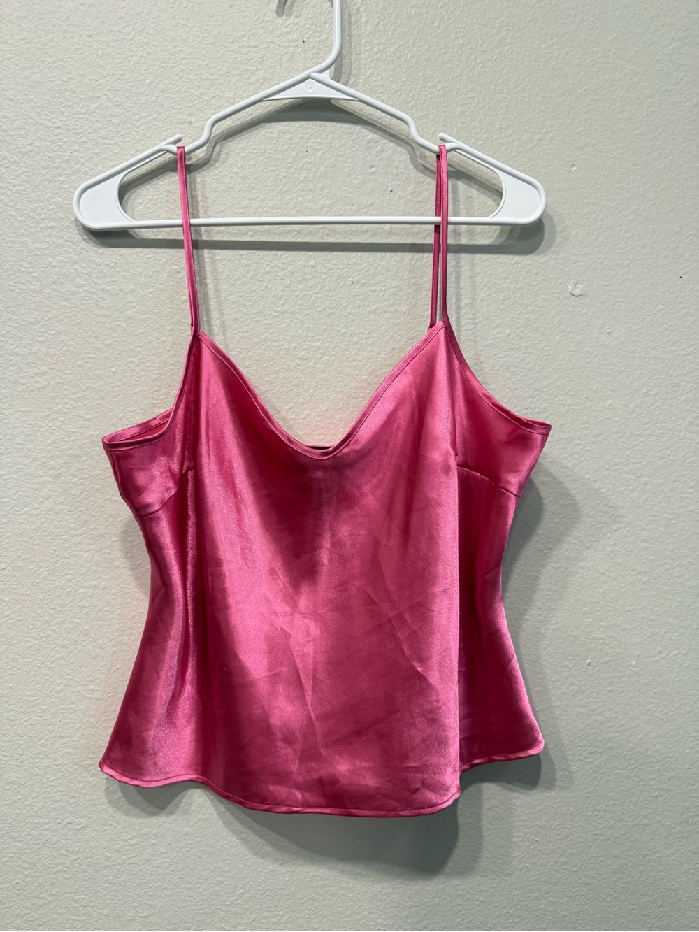 Pink Silk Camisole Cowl Neck Tank Top
